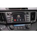Toyota RAV4 dashboard featuring Apple CarPlay/Android Auto integration, displaying a phone call interface.